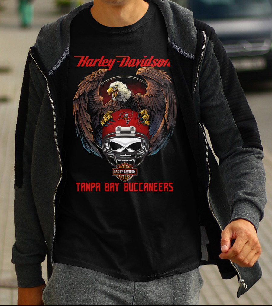 Harley Davidson Tampa Bay Buccaneers Nfl Eagle Helmet T-Shirt