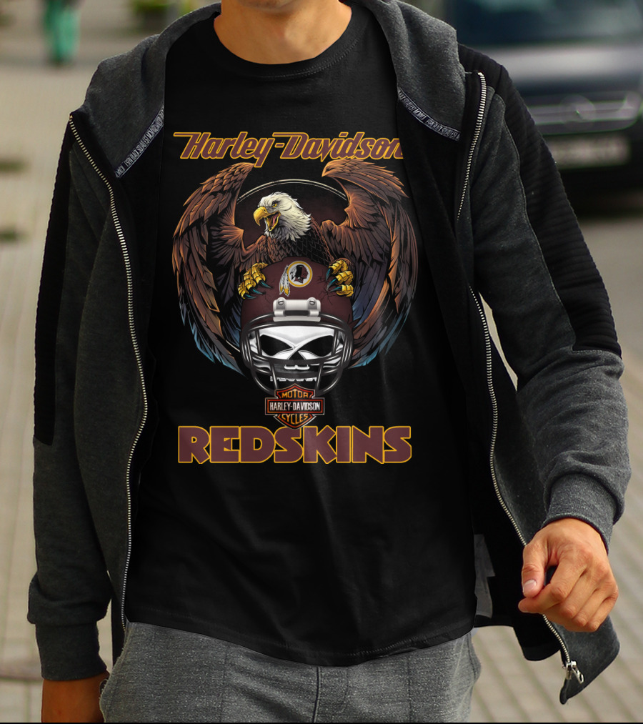 Harley Davidson Redskins Eagle Helmet Motor Cycles T-Shirt