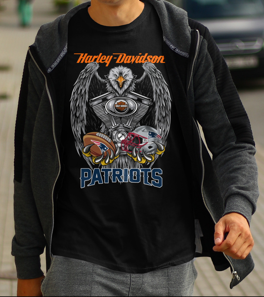 Harley Davidson Patriots Eagle Engine Football Helmet T-Shirt