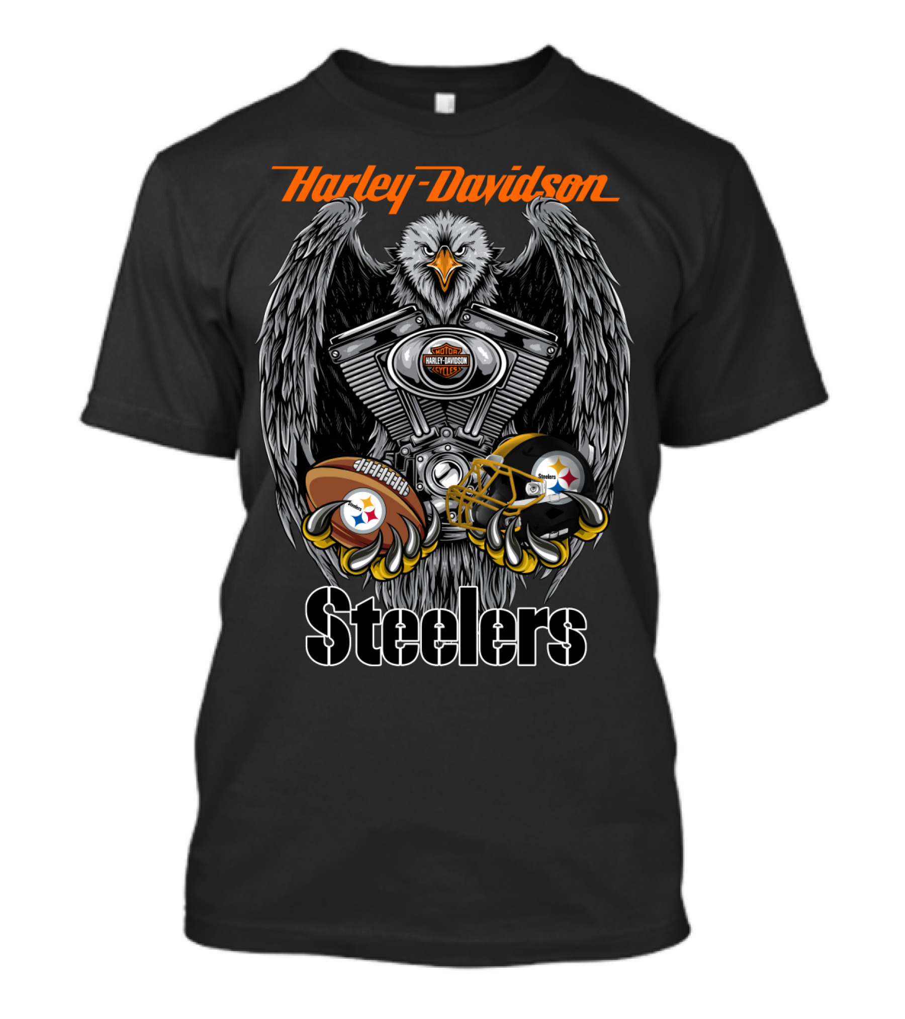 Harley Davidson Steelers Eagle Engine Football Helmet T-Shirt