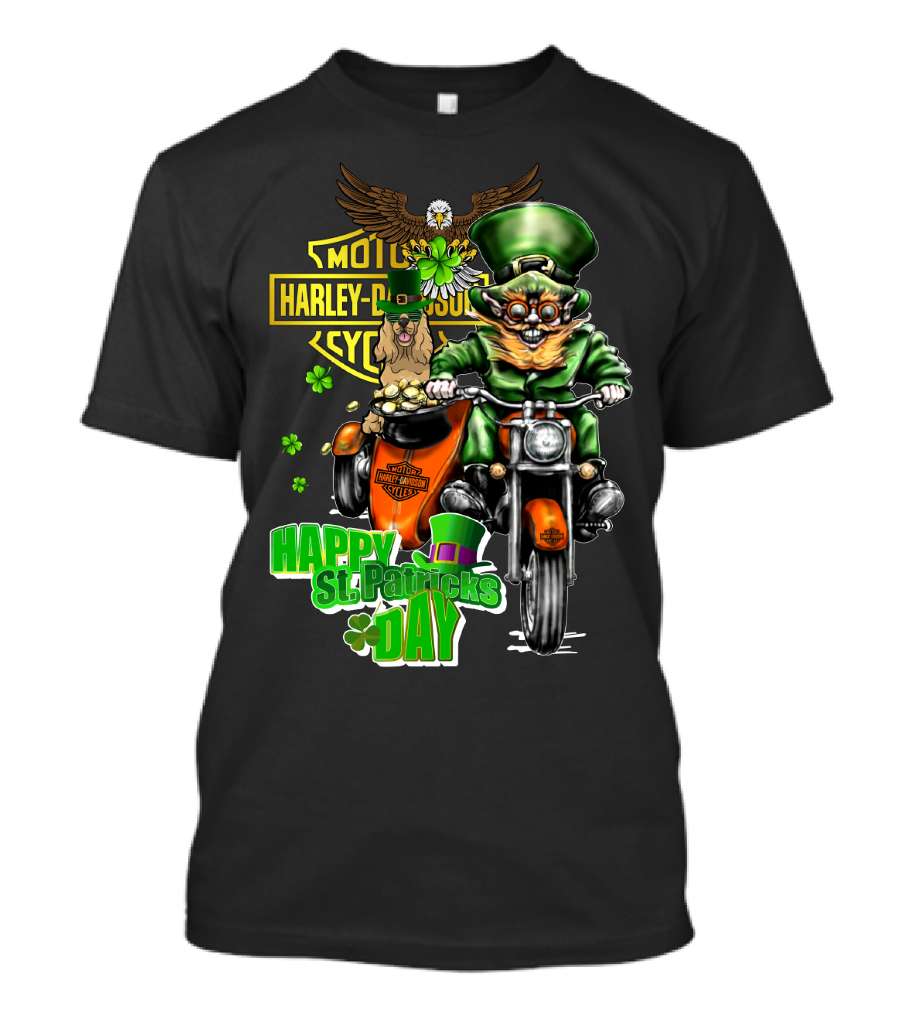 Motor Harley Davidson Cycles Happy St. Patrick's Day Cocker Spaniel T-Shirt