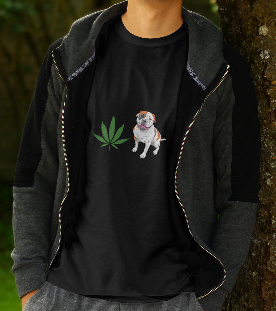 American Bulldog And Cannabis Make Me Happy Humans Make My Head Hurt T-Shirt