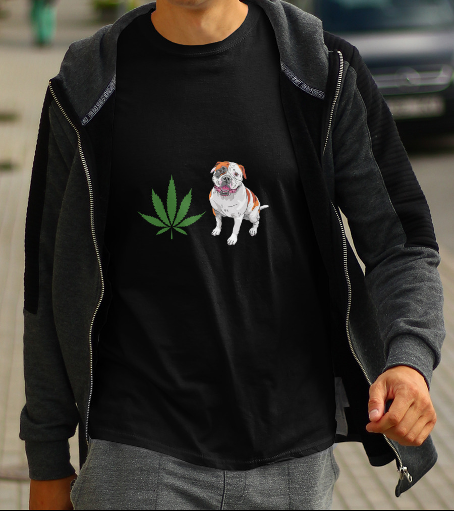 American Bulldog And Cannabis Make Me Happy Humans Make My Head Hurt T-Shirt