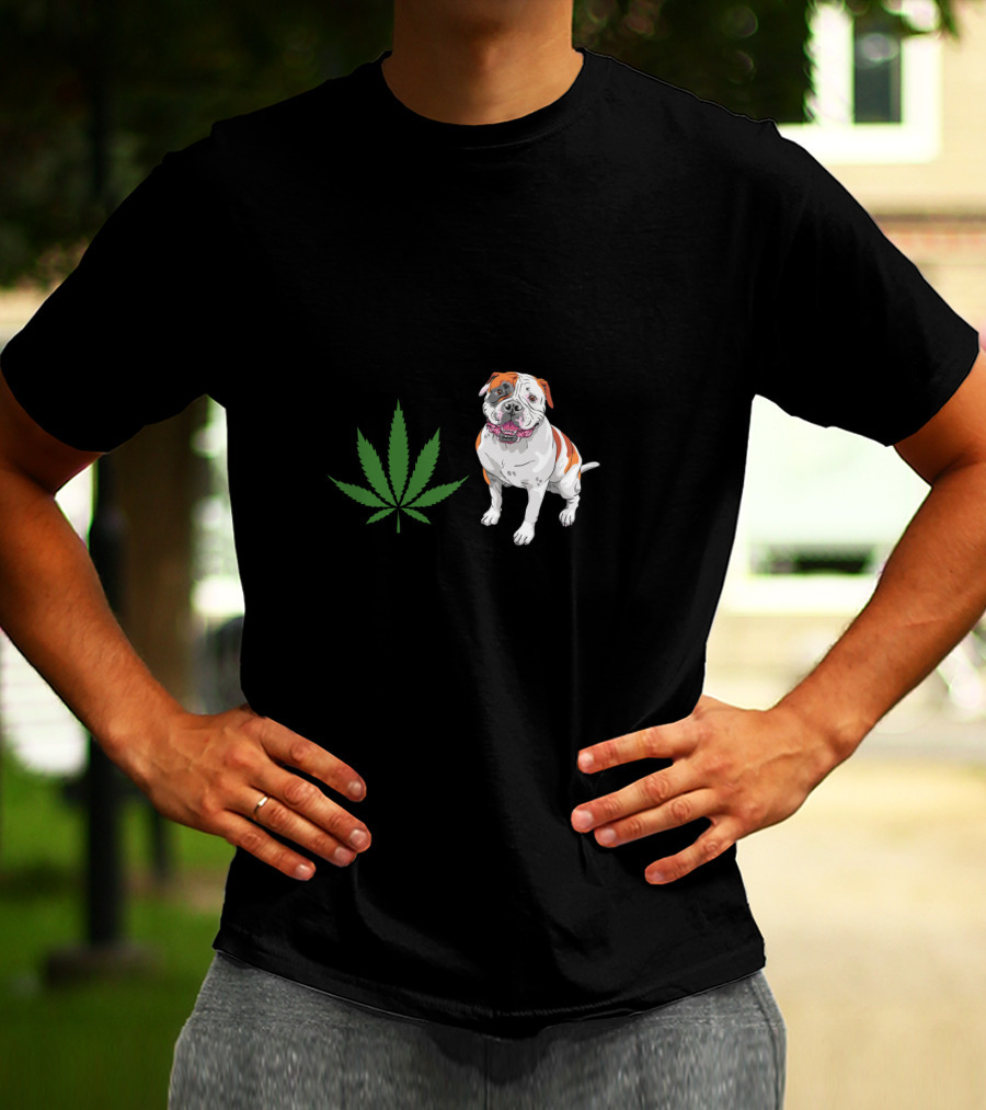 American Bulldog And Cannabis Make Me Happy Humans Make My Head Hurt T-Shirt