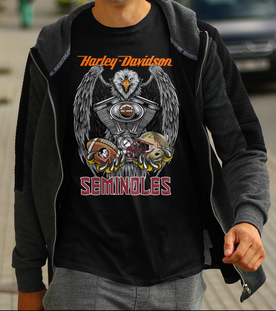 Harley Davidson Seminoles Ncaa 46 Fss Football Eagle T-Shirt