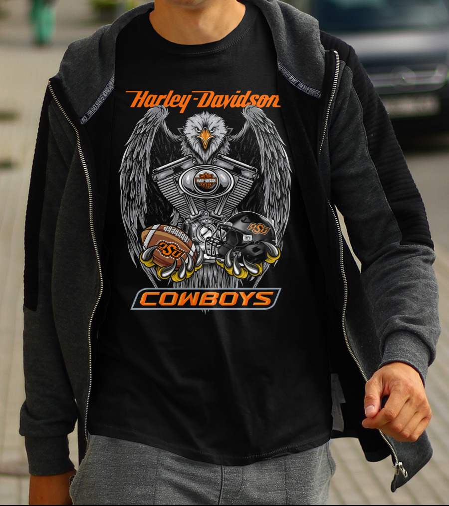 Harley Davidson Cowboys Osu Football Ncaa Osc T-Shirt