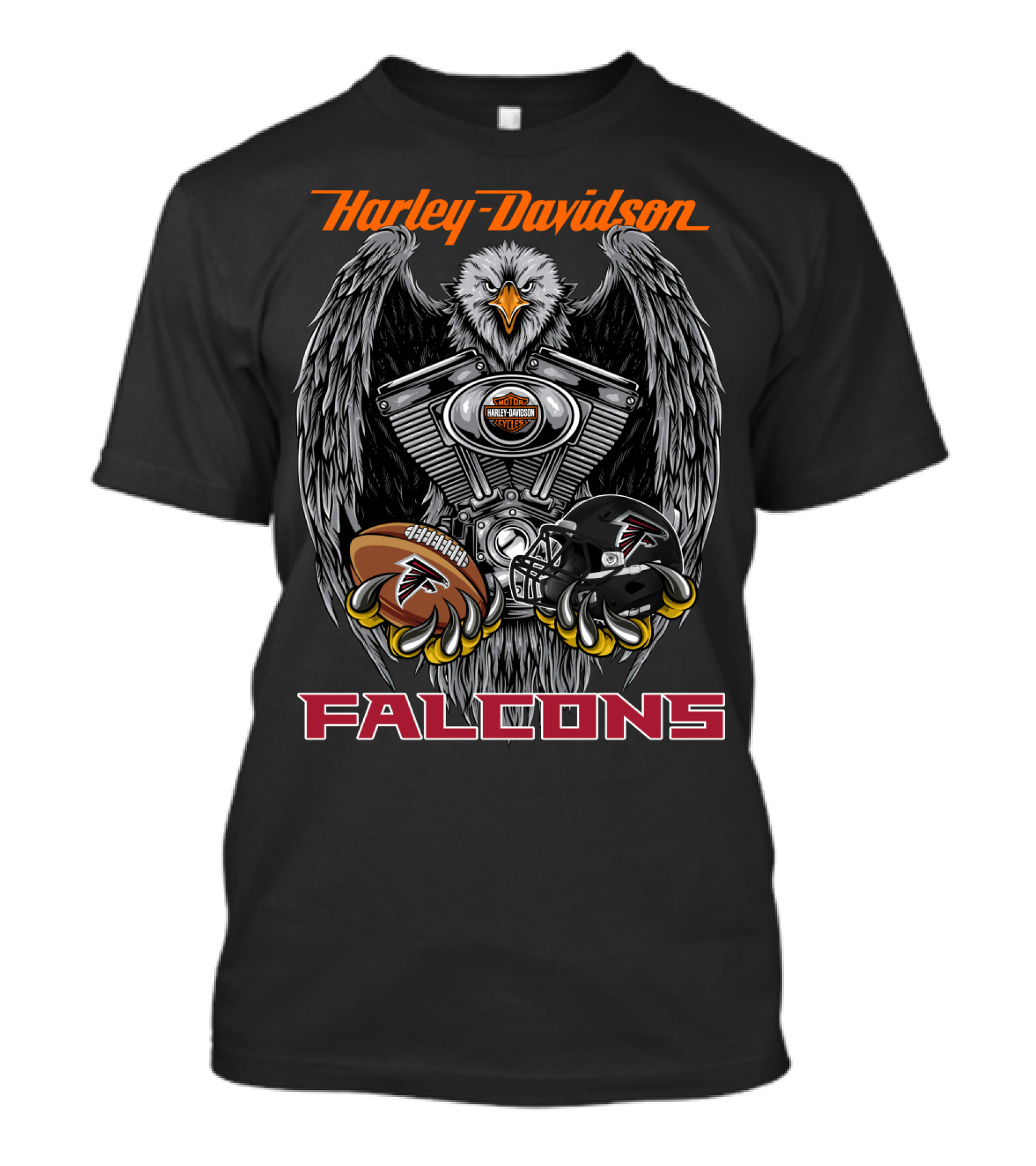 Harley Davidson Falcons Nfl Football Engine Eagle T-Shirt