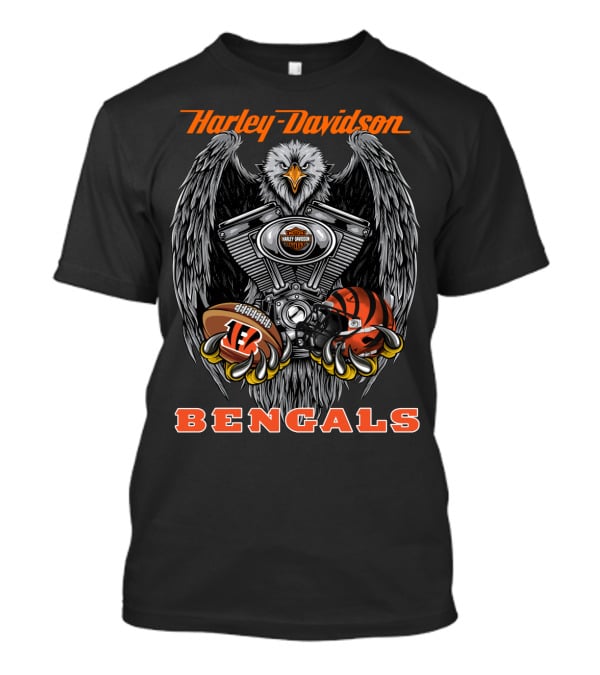 Harley Davidson Bengals Nfl Collaboration Eagle Engine Football Helmet T-Shirt