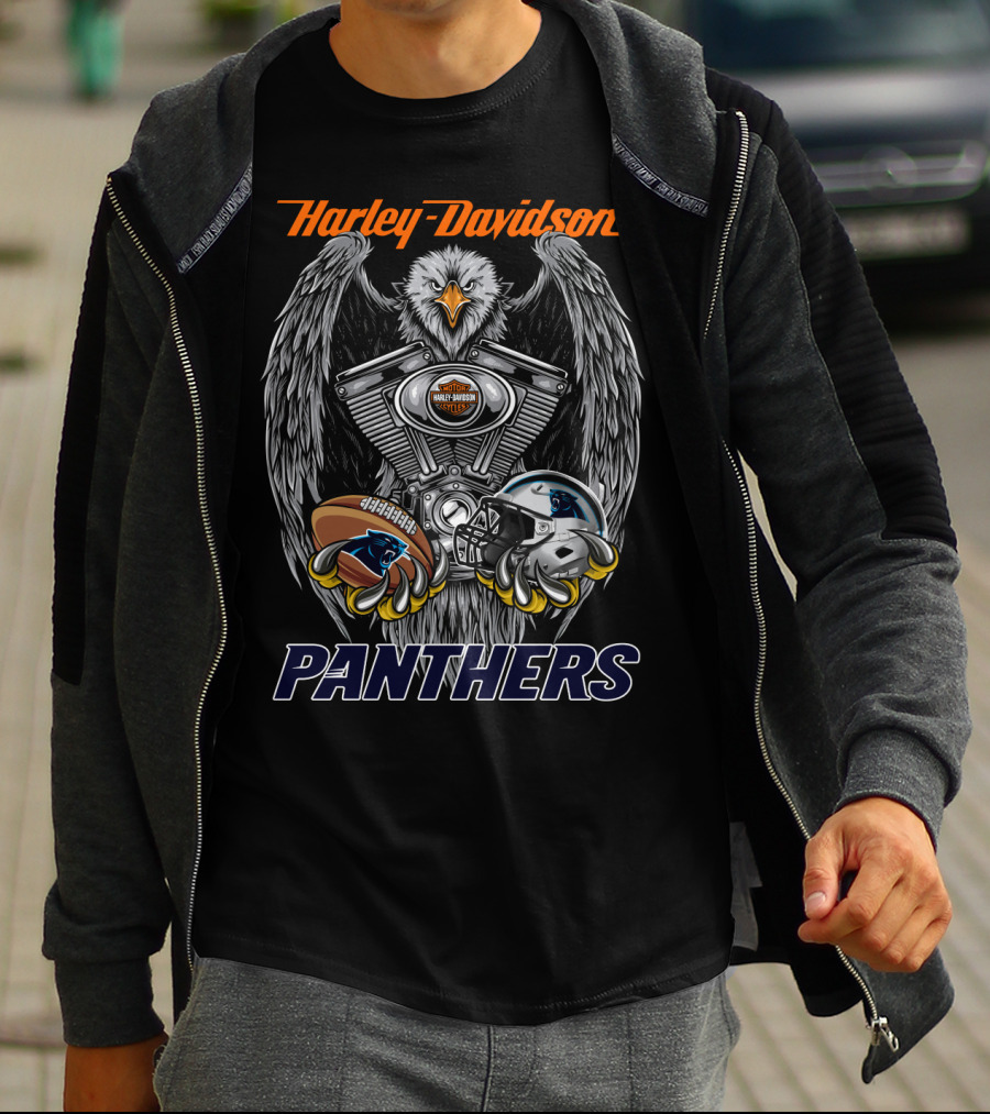 Harley Davidson Panthers Engine Eagle Football Helmet T-Shirt