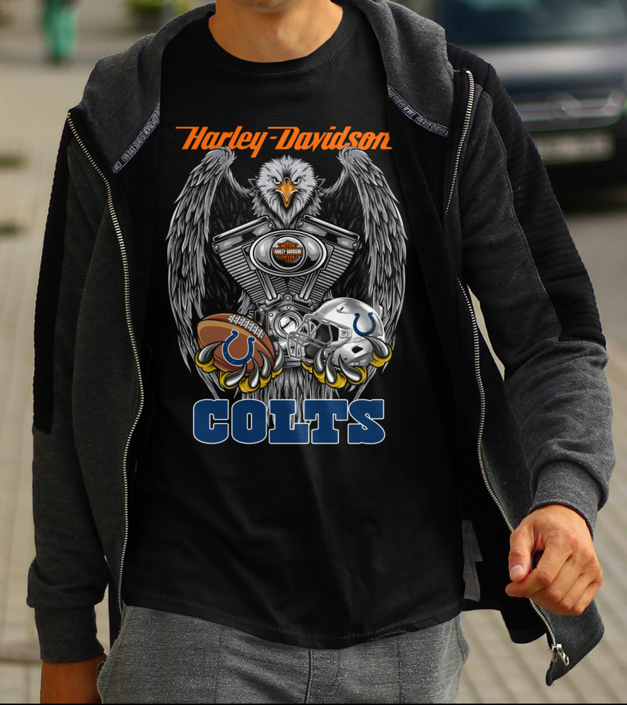 Harley Davidson Colts Football Eagle Engine Helmet T-Shirt