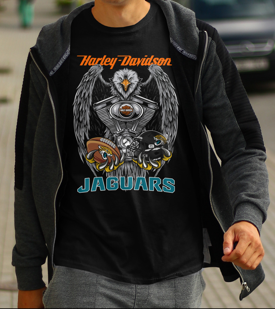 Harley Davidson Jaguars Eagle Football Helmet Engine T-Shirt