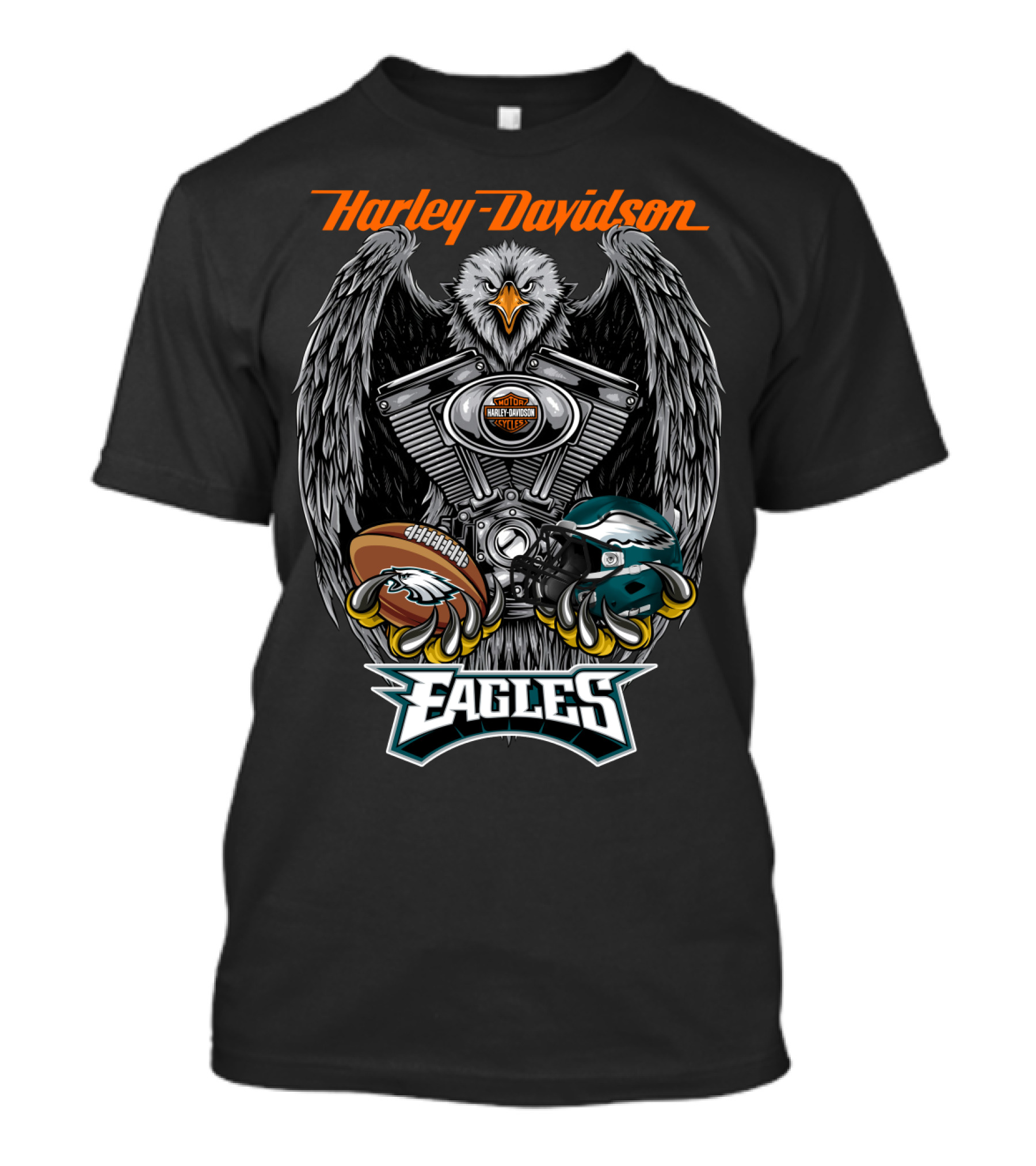 Harley Davidson Eagles Football Helmet Engine Eagle T-Shirt