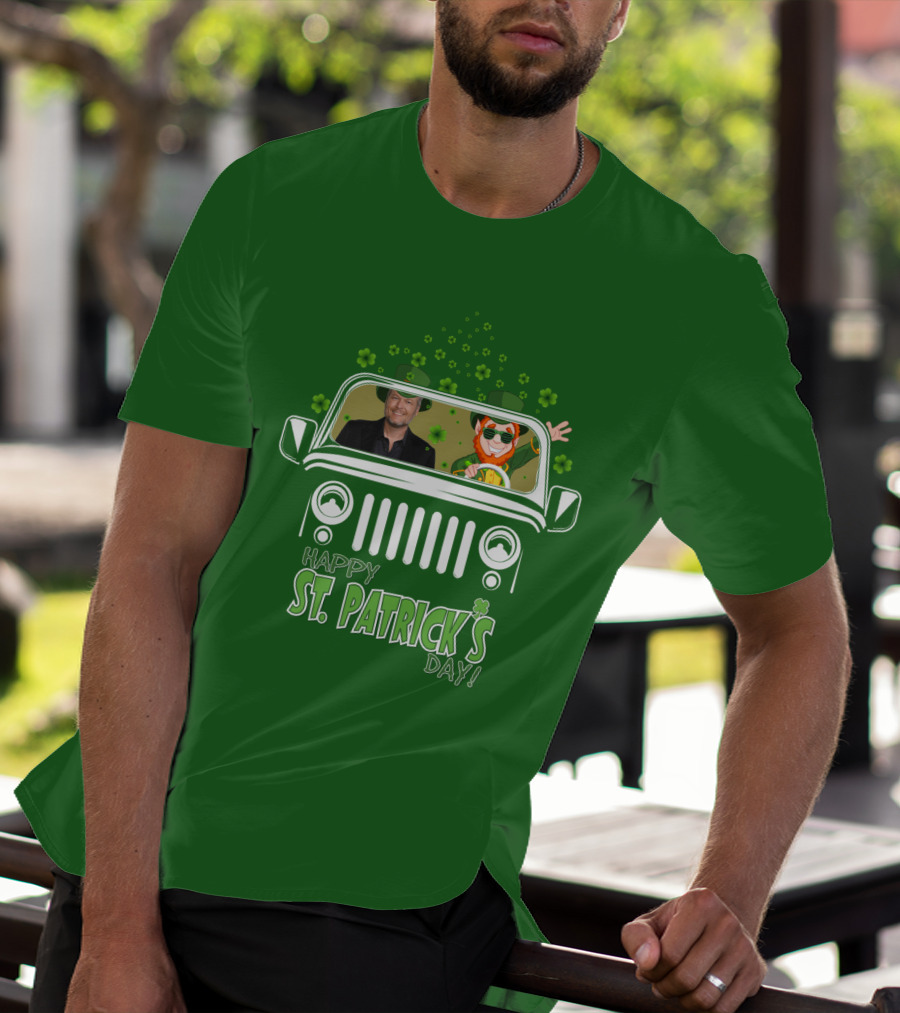 Blake Shelton Happy St. Patrick's Day Jeep Leprechaun And Clover Ride T-Shirt
