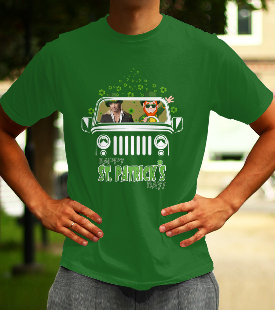 Bret Michaels St. Patrick's Day Jeep With Leprechaun And Shamrocks T-Shirt