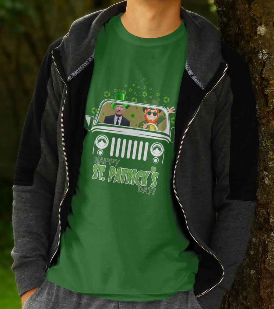 Happy St. Patrick's Day 51 Lyle Lovett Jeep With Leprechaun And Shamrocks T-Shirt