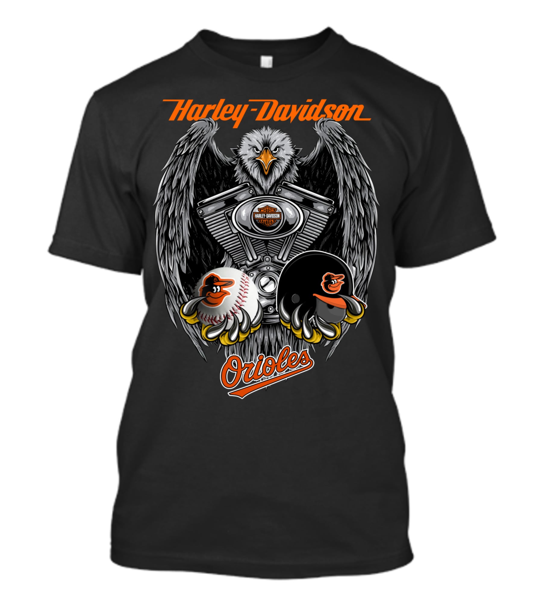 Harley Davidson Orioles Eagle Engine Baseball Helmet T-Shirt