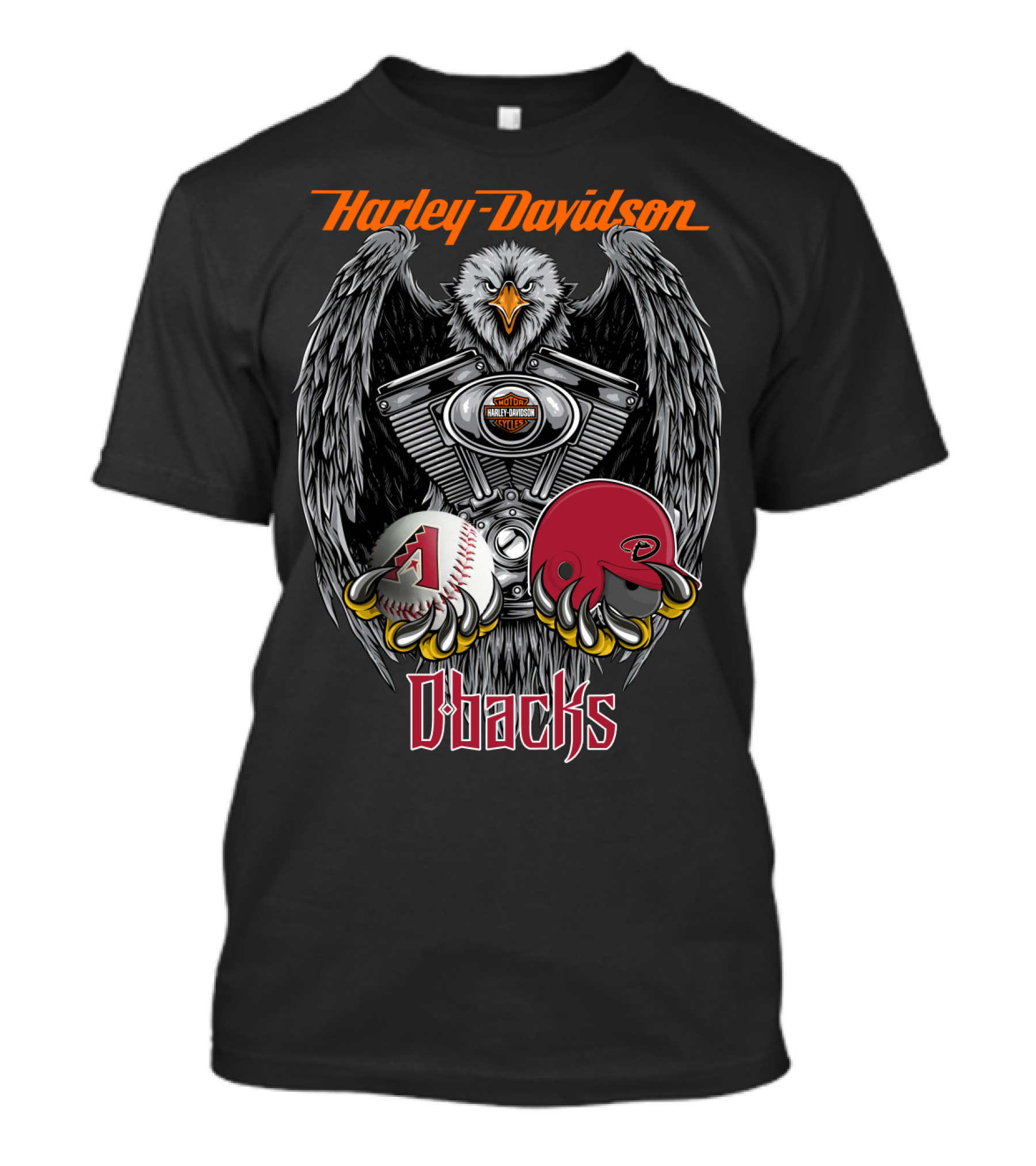 Harley Davidson D-Backs Eagle Engine Baseball Helmet Mlb T-Shirt