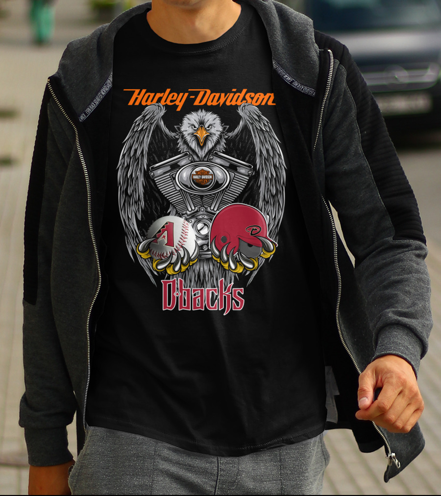 Harley Davidson D-Backs Eagle Engine Baseball Helmet Mlb T-Shirt