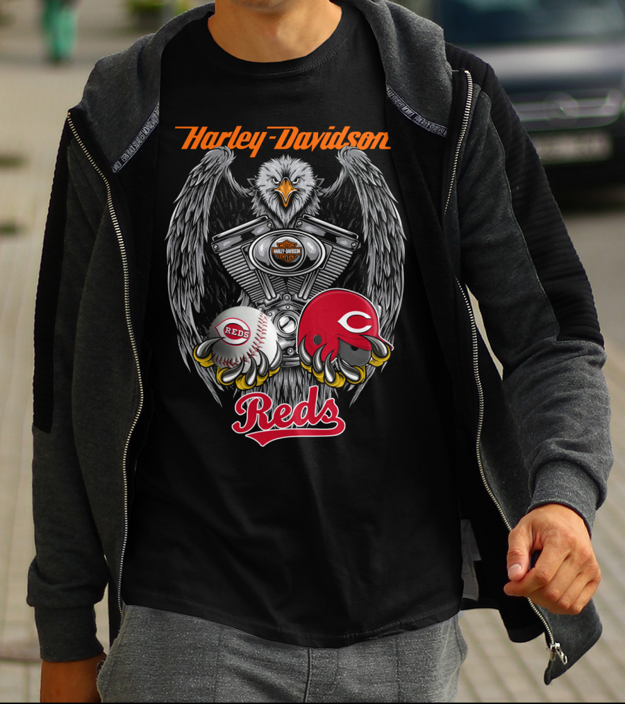 Harley Davidson Reds Mlb Eagle Engine T-Shirt