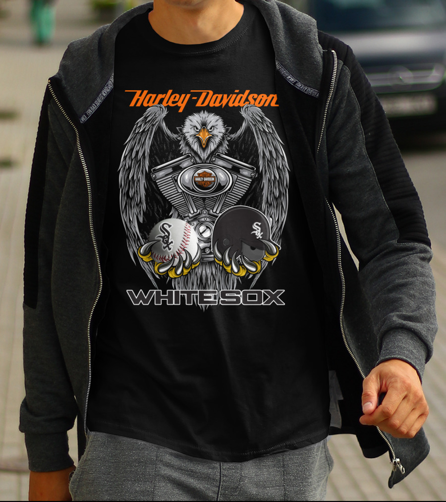 Harley Davidson White Sox Mlb Eagle Engine Baseball Helmet T-Shirt