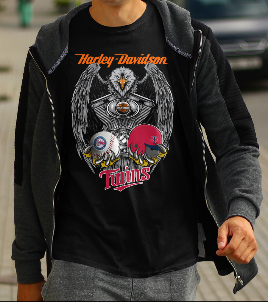 Harley Davidson Twins Eagle Engine Minnesota Baseball T-Shirt