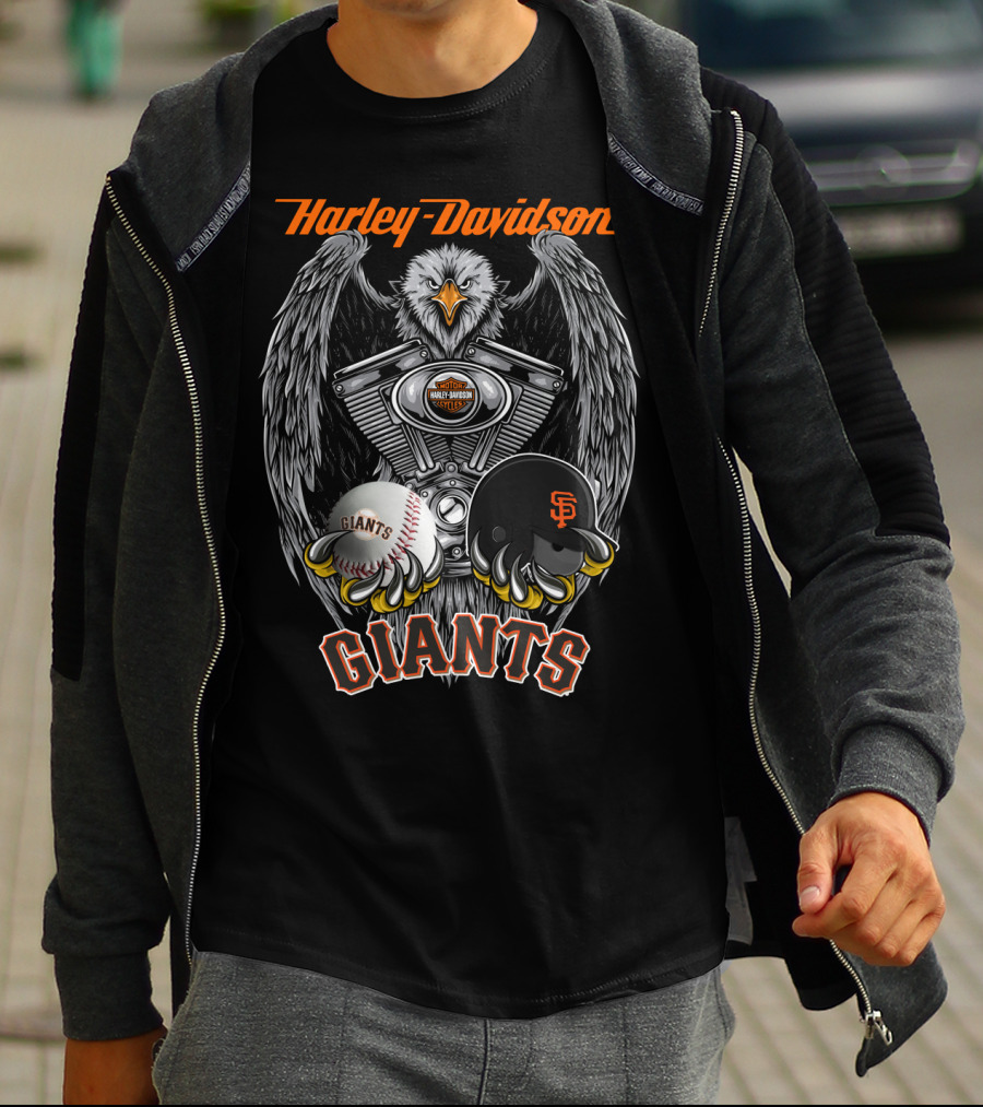 Harley Davidson Giants Mlb Sfg Baseball Eagle Engine Art T-Shirt