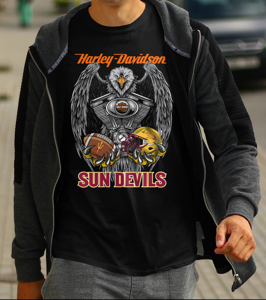 Harley Davidson Sun Devils Eagle Engine Football Helmet T-Shirt