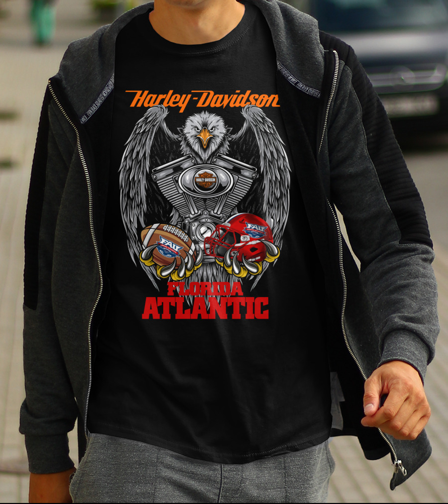 Harley Davidson Florida Atlantic Fau Owl Football T-Shirt