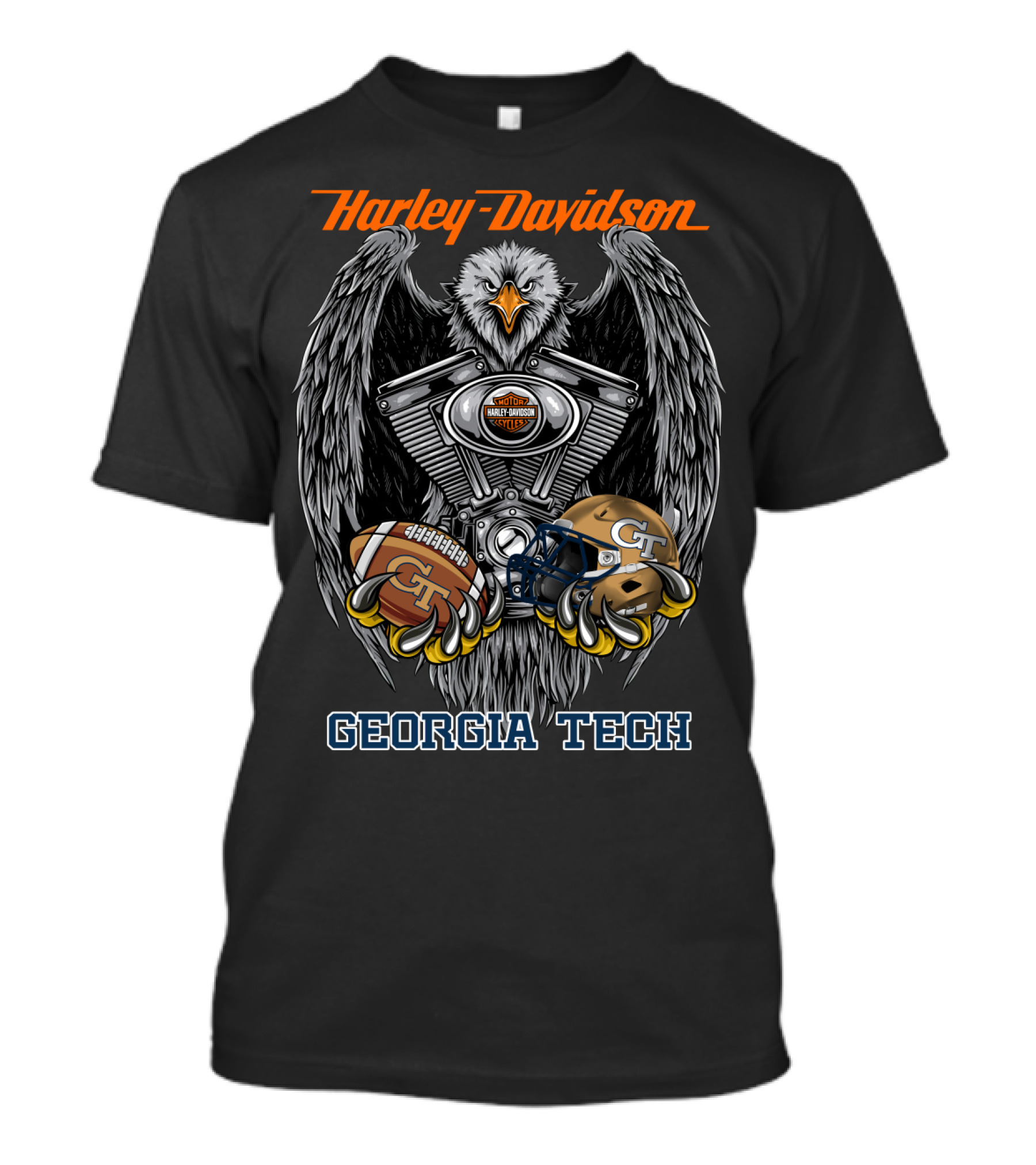 Harley Davidson Georgia Tech Gt Motorcycle Engine Eagle Helmet Football T-Shirt