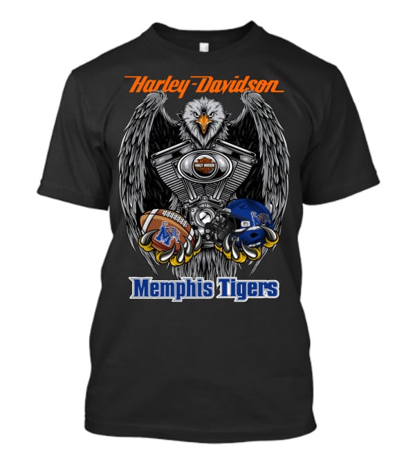 Harley Davidson Memphis Tigers Ncaa3 Mt Football Eagle Engine T-Shirt