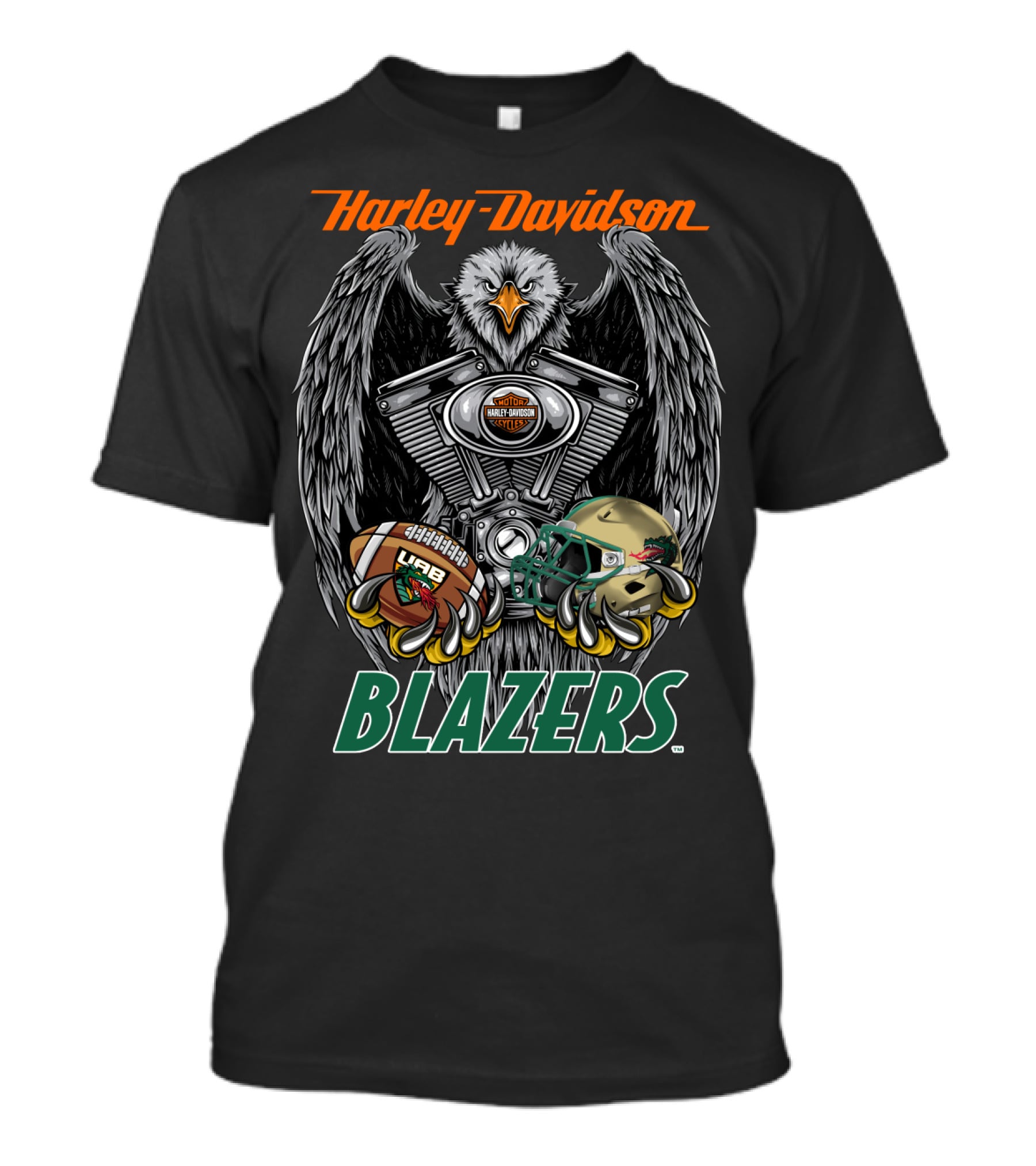 Harley Davidson Blazers Football Eagle Engine Design Uab T-Shirt