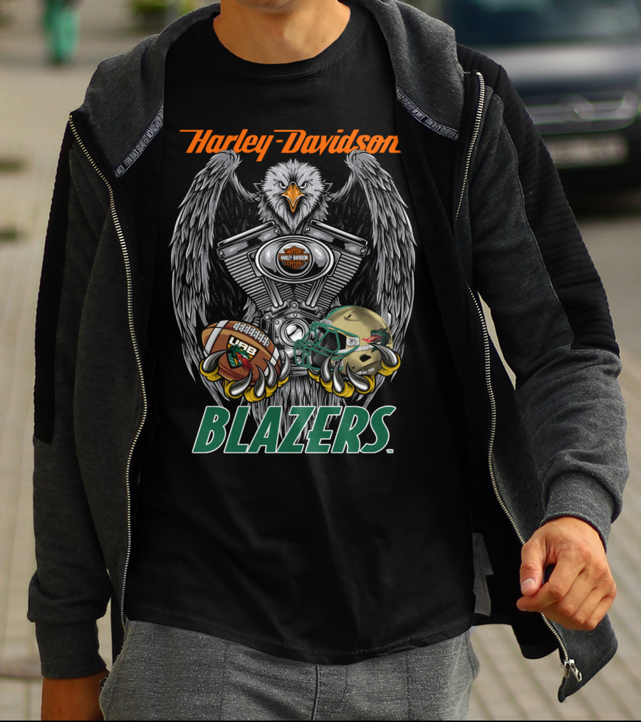 Harley Davidson Blazers Football Eagle Engine Design Uab T-Shirt
