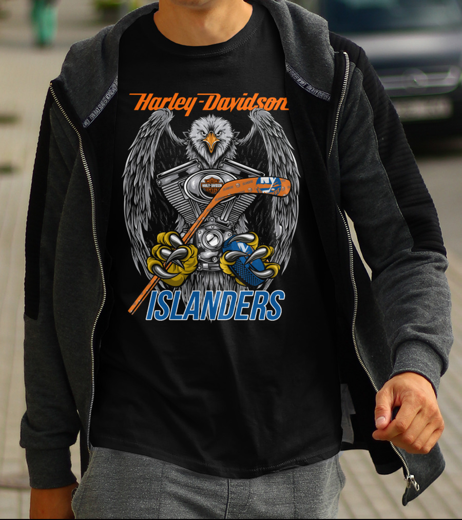 Harley Davidson Islanders Nhl Nyi Eagle Hockey Stick T-Shirt