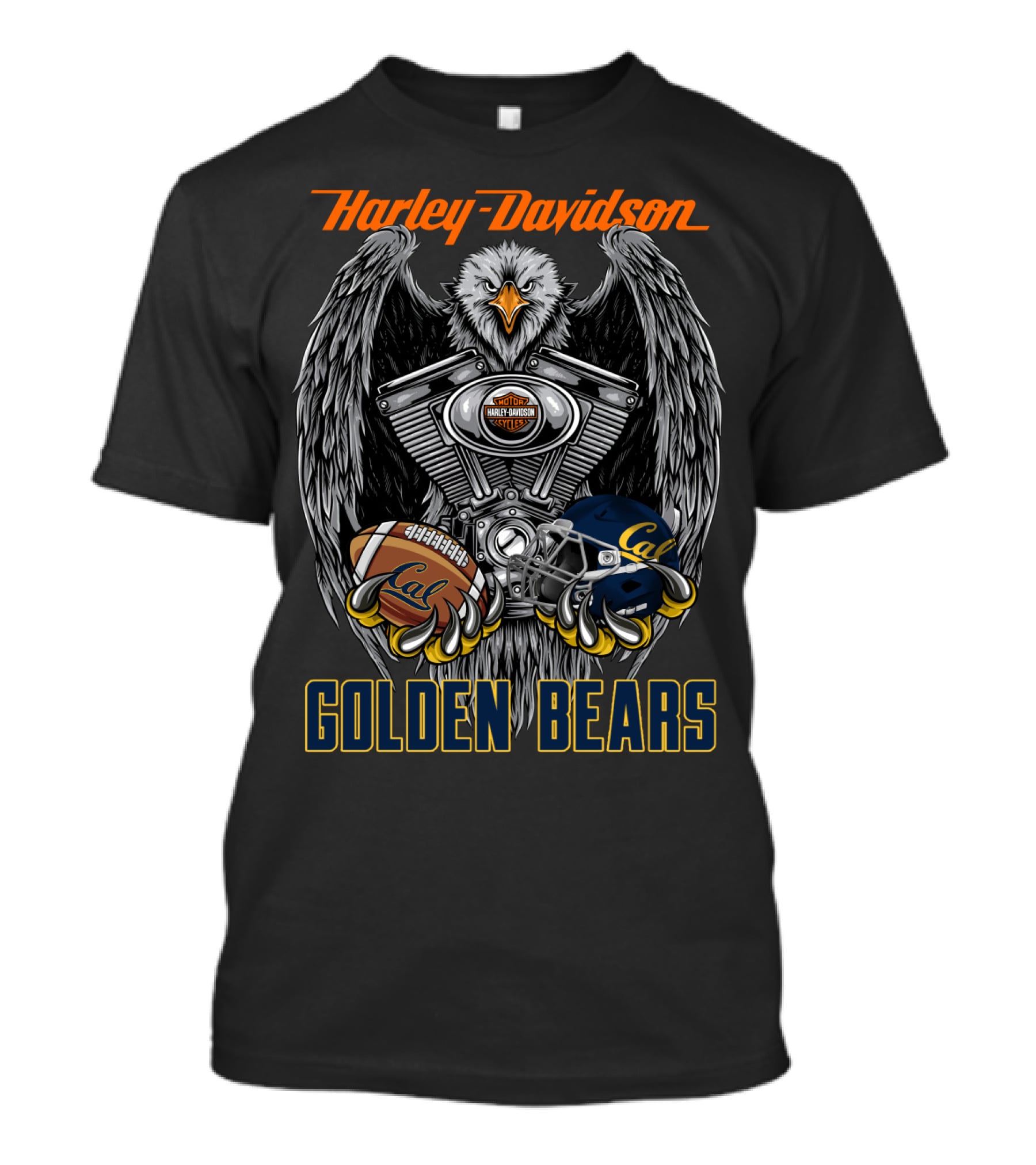 Harley Davidson Eagle Golden Bears Cal Football Helmet T-Shirt