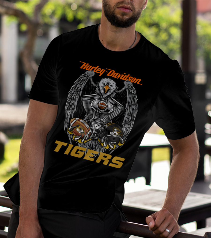 Harley Davidson Tigers Football Eagle Engine T-Shirt