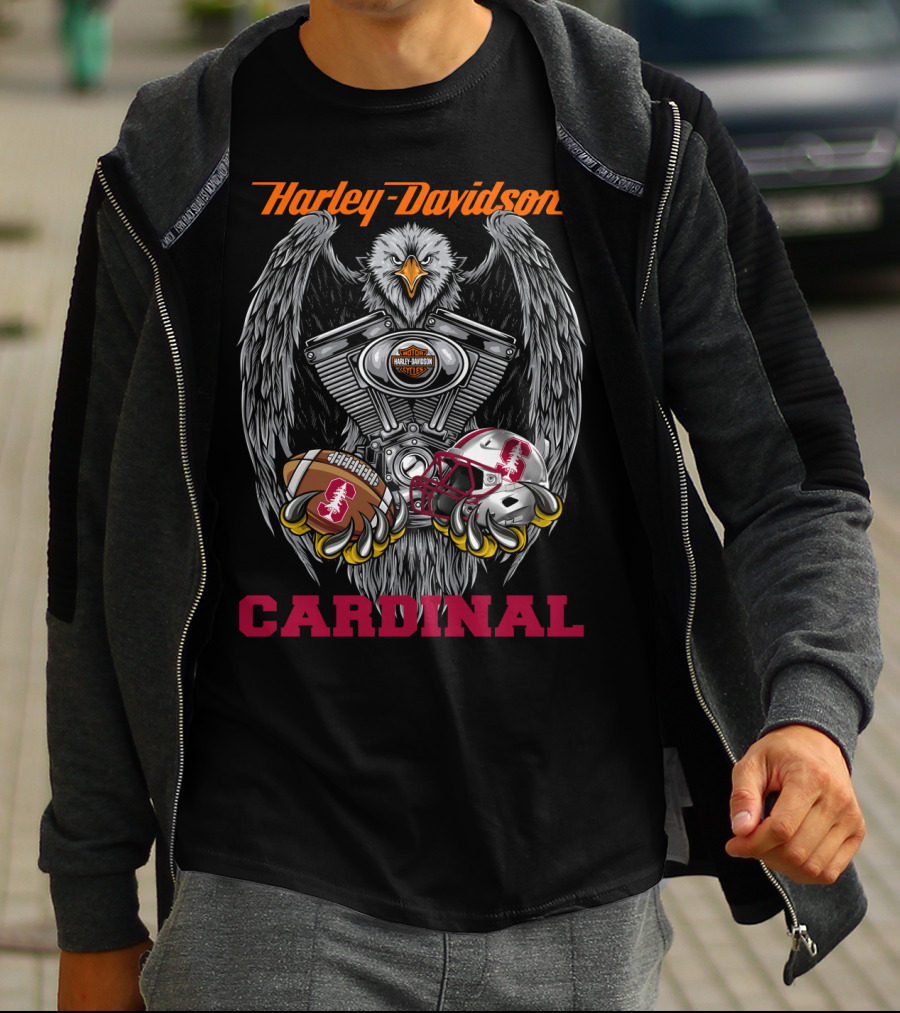 Harley Davidson Cardinal Eagle Engine Football Helmet T-Shirt