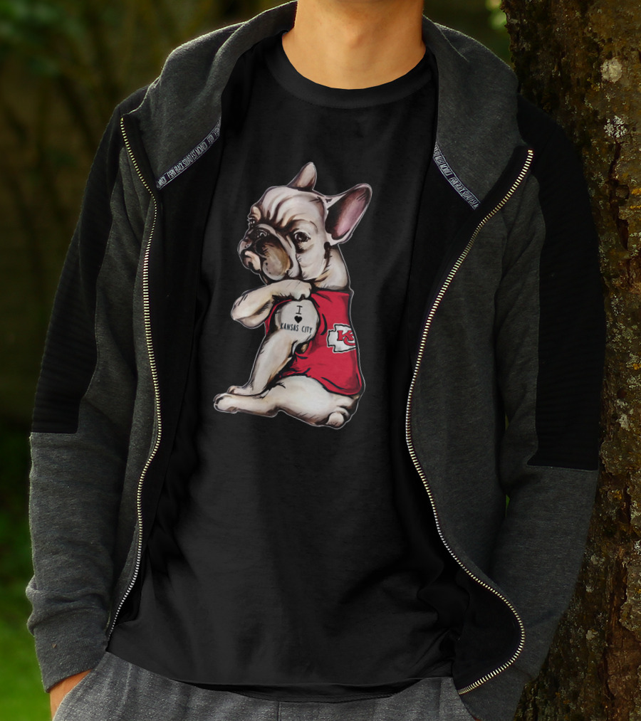 Kansas City Chiefs I Love Kansas City Bulldog Tattoo T-Shirt