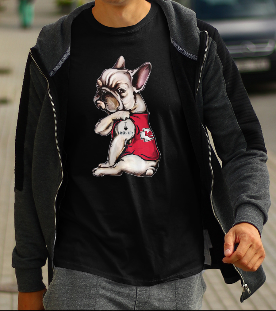 Kansas City Chiefs I Love Kansas City Bulldog Tattoo T-Shirt