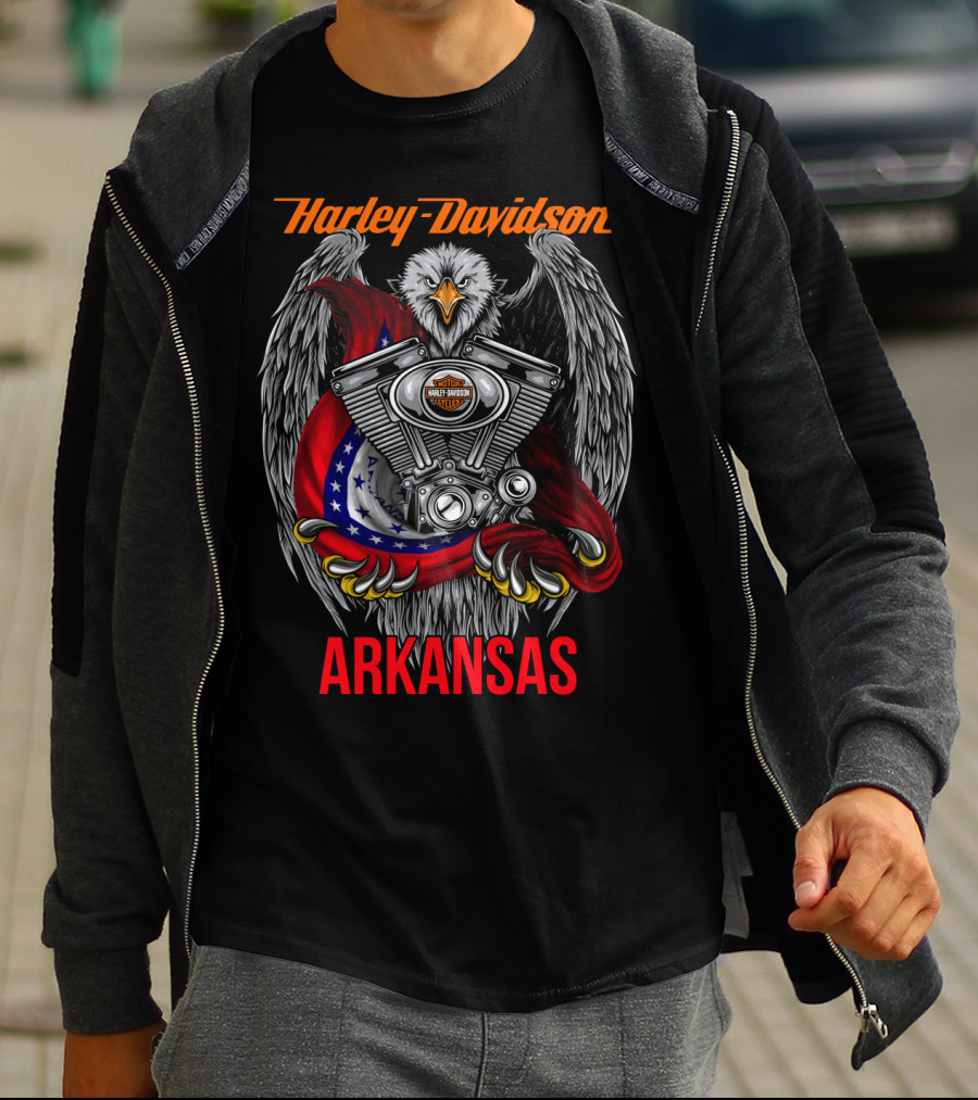 Harley Davidson Arkansas Eagle Engine T-Shirt