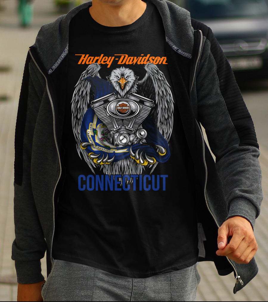 Harley Davidson Eagle Emblem Connecticut T-Shirt