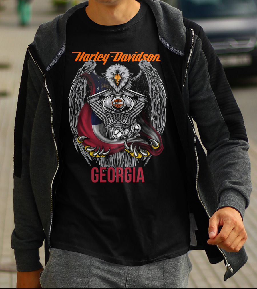 Harley Davidson Georgia Eagle Engine Badge T-Shirt