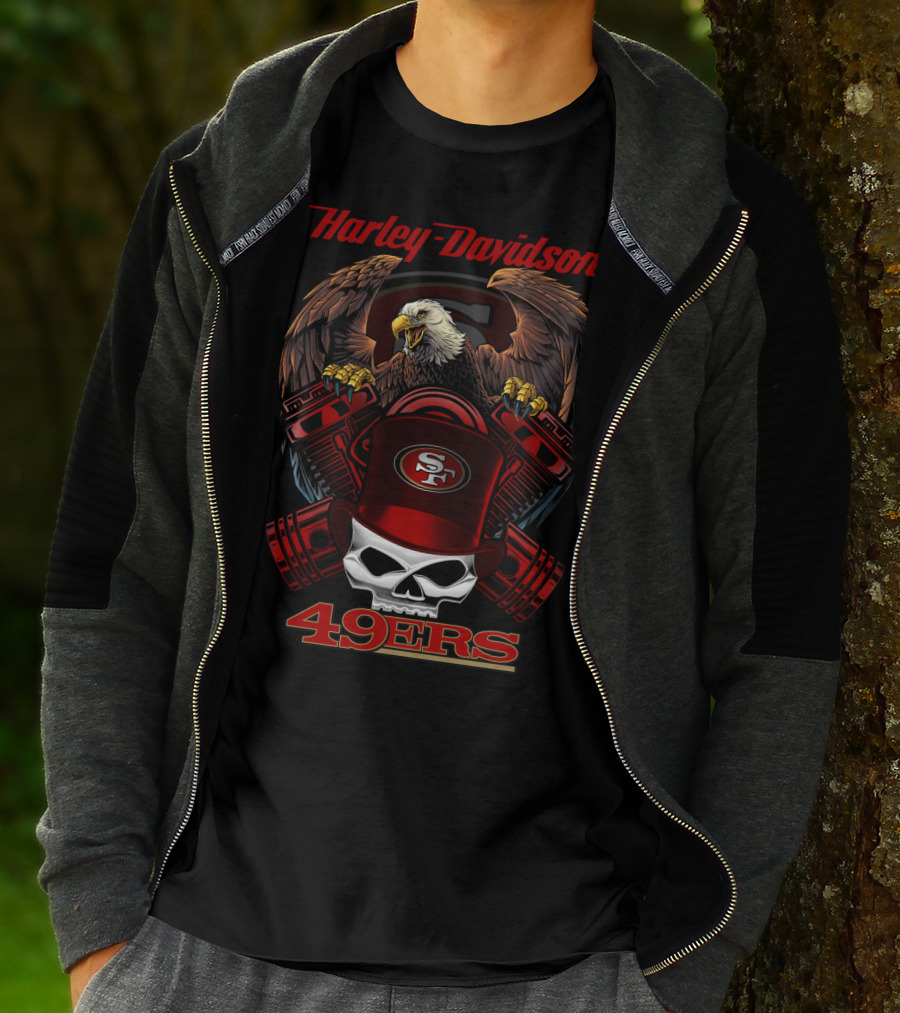 Harley Davidson Sf 49ers Eagle Skull Nfl 49ers T-Shirt