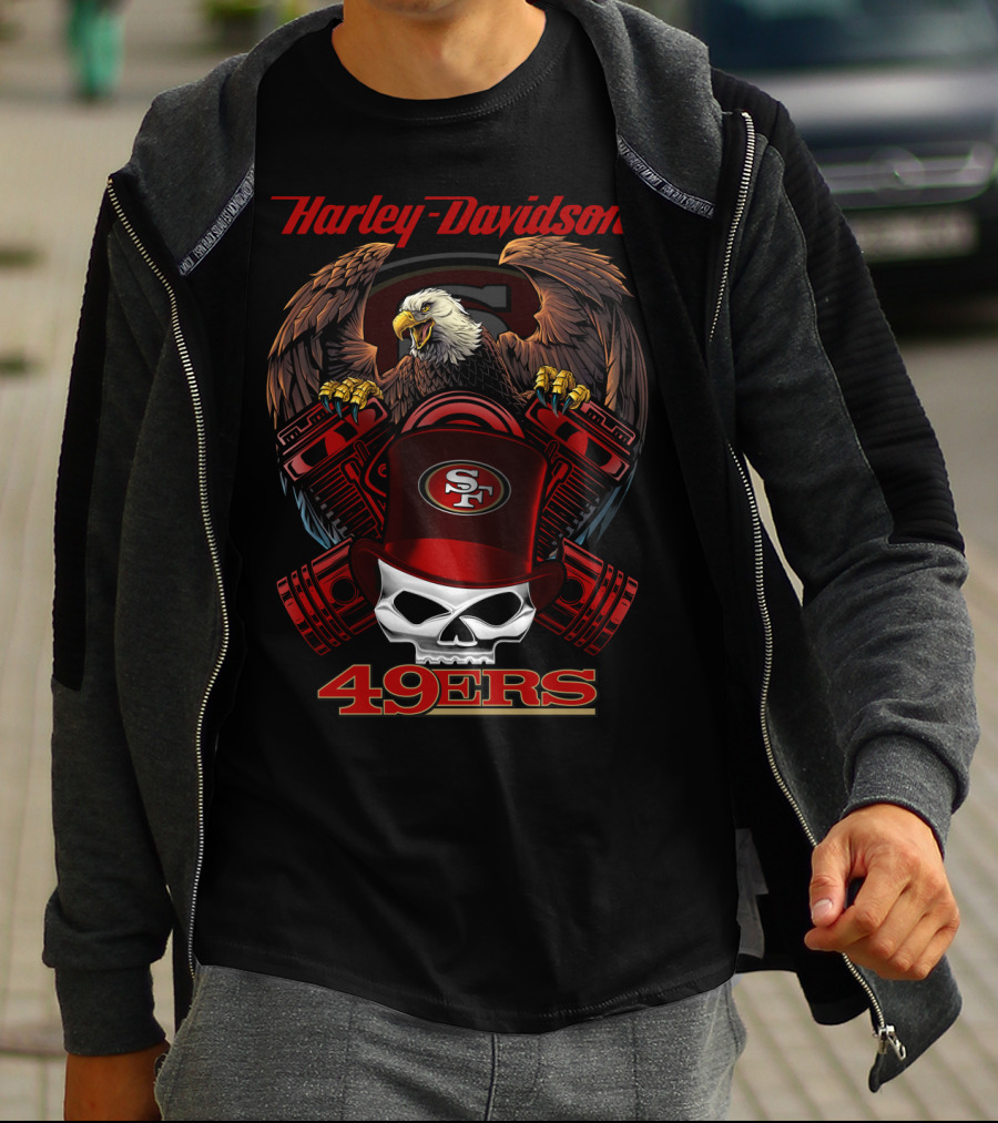 Harley Davidson Sf 49ers Eagle Skull Nfl 49ers T-Shirt