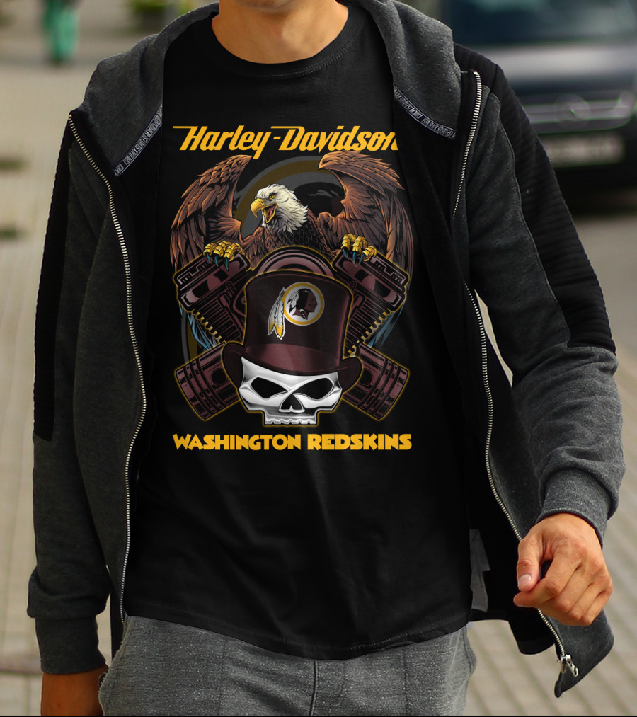 Harley Davidson Washington Redskins Eagle Skull T-Shirt