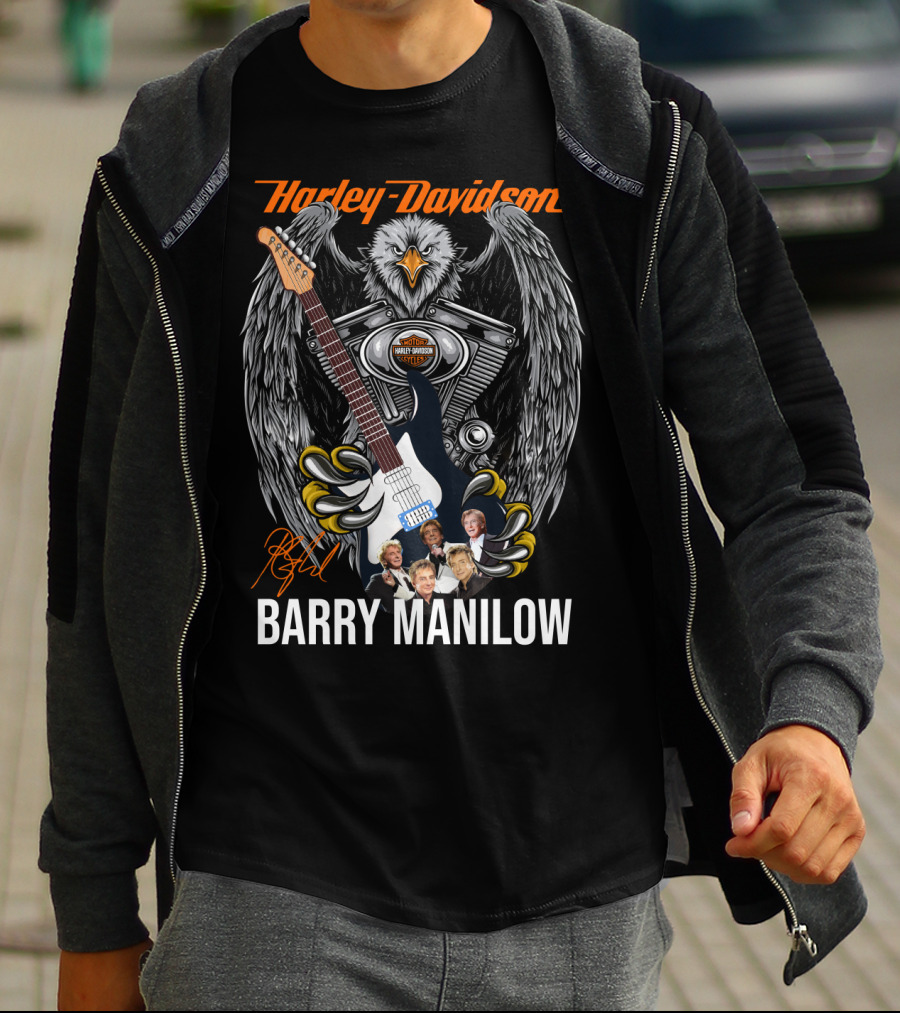 Barry Manilow Harley Davidson Eagle Guitar Artwork T-Shirt