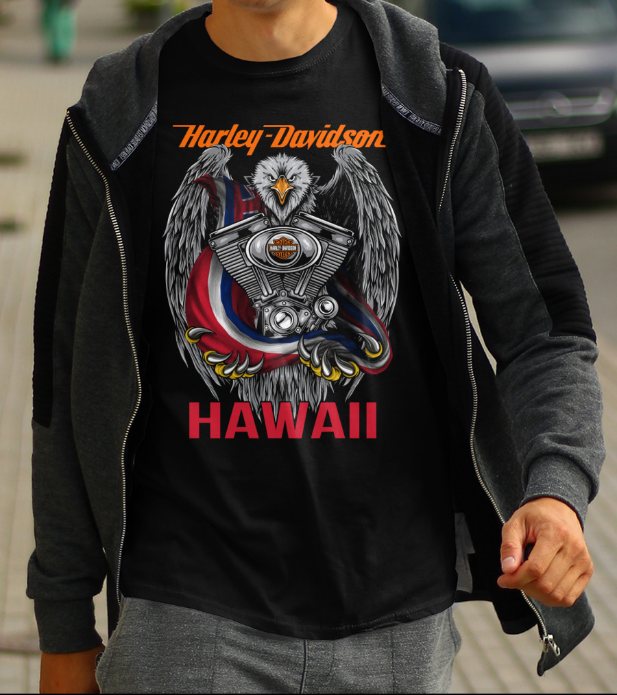Harley Davidson Hawaii Eagle Engine Art T-Shirt