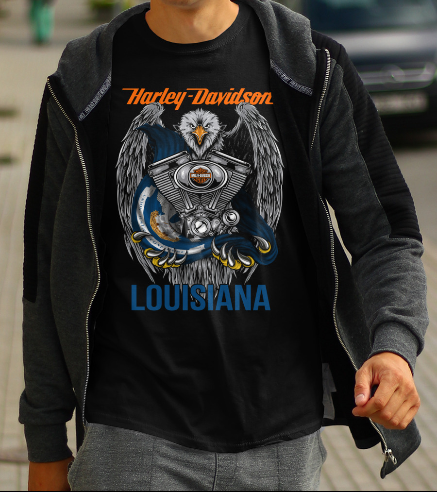 Harley Davidson Eagle Motor Engine Louisiana T-Shirt