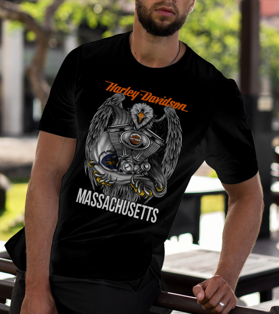Harley Davidson Eagle Engine Massachusetts T-Shirt