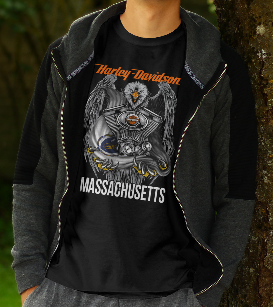 Harley Davidson Eagle Engine Massachusetts T-Shirt