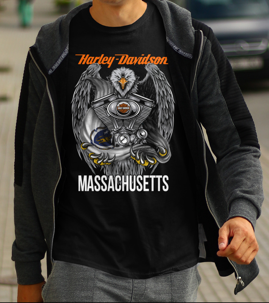 Harley Davidson Eagle Engine Massachusetts T-Shirt